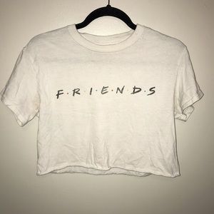 White “Friends” tv series crop top